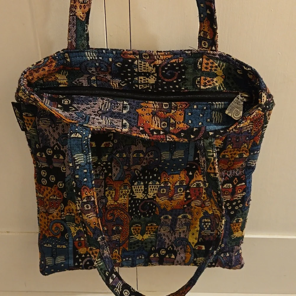 Laurel Burch Vintage tote style cat motif tapestry bag - Picture 7 of 11